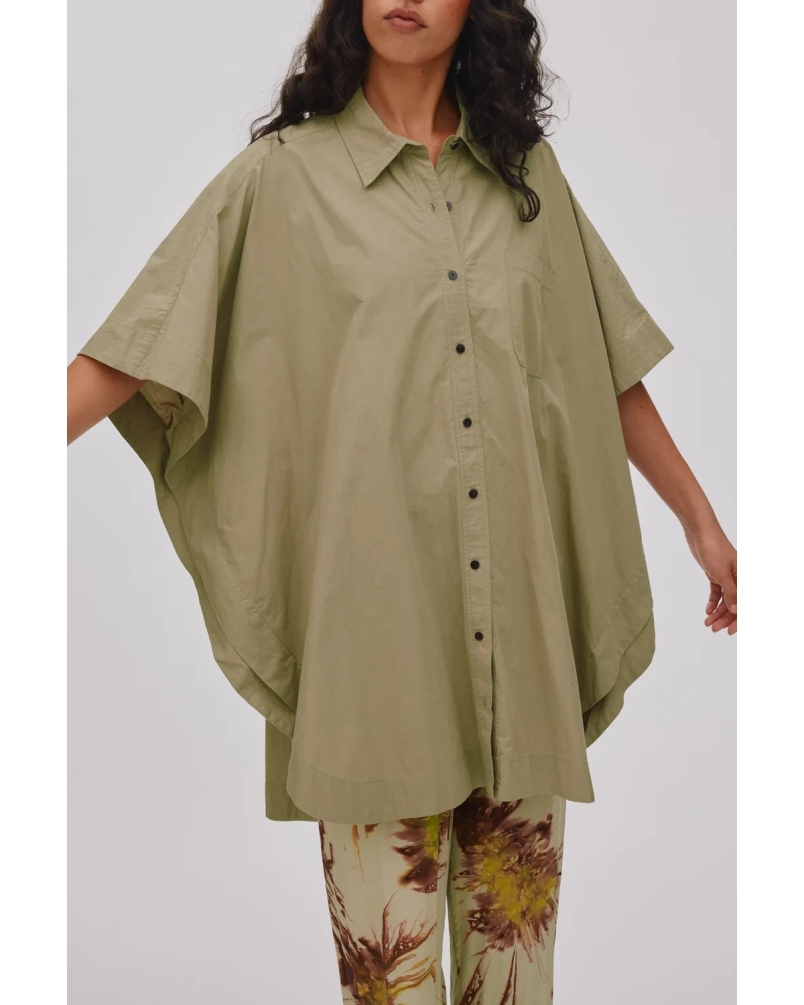 Rabens Saloner Berta poplin curved shirt dress navy