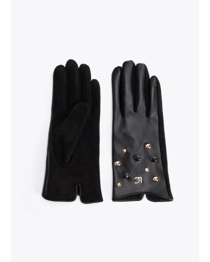 LOLA CASADEMUNT Lola Casademunt Faux leather gloves with studs and crystals